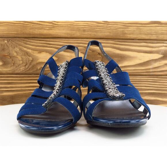 Karen Scott Size 6.5 Strappy Heel Blue Synthetic M Width Neema - Picture 2 of 10